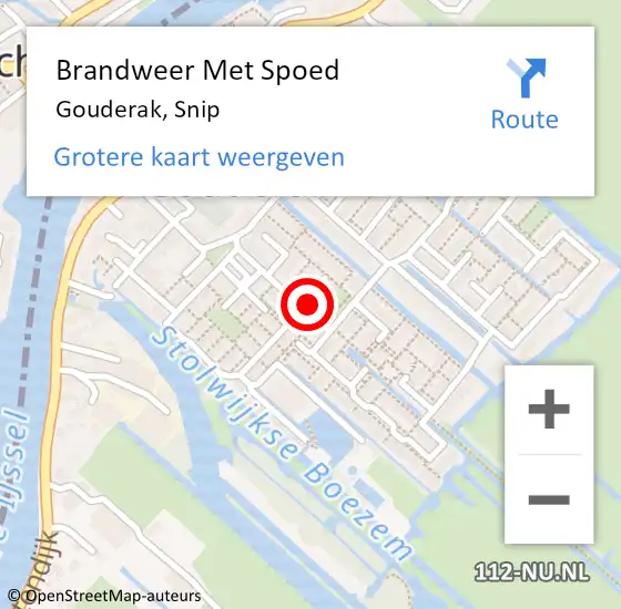 Locatie op kaart van de 112 melding: Brandweer Met Spoed Naar Gouderak, Snip op 3 maart 2017 11:02