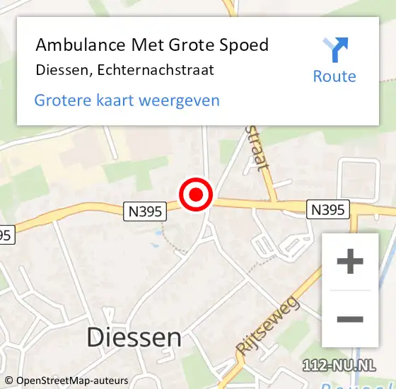 Locatie op kaart van de 112 melding: Ambulance Met Grote Spoed Naar Diessen, Echternachstraat op 3 maart 2017 11:09