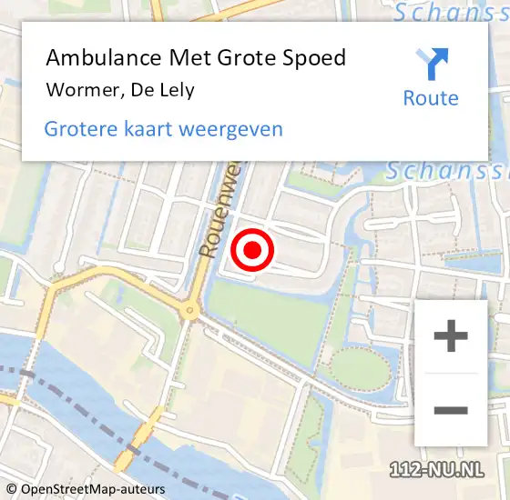 Locatie op kaart van de 112 melding: Ambulance Met Grote Spoed Naar Wormer, De Lely op 3 maart 2017 11:32