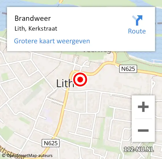 Locatie op kaart van de 112 melding: Brandweer Lith, Kerkstraat op 3 maart 2017 11:32