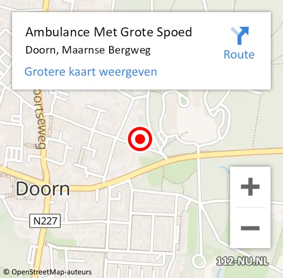 Locatie op kaart van de 112 melding: Ambulance Met Grote Spoed Naar Doorn, Maarnse Bergweg op 3 maart 2017 12:38