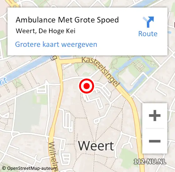 Locatie op kaart van de 112 melding: Ambulance Met Grote Spoed Naar Weert, De Hoge Kei op 3 maart 2017 13:15