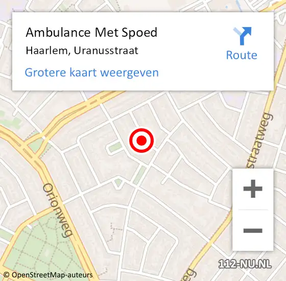 Locatie op kaart van de 112 melding: Ambulance Met Spoed Naar Haarlem, Uranusstraat op 3 maart 2017 14:16