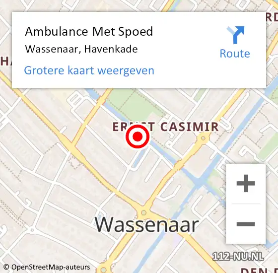 Locatie op kaart van de 112 melding: Ambulance Met Spoed Naar Wassenaar, Havenkade op 3 maart 2017 14:26