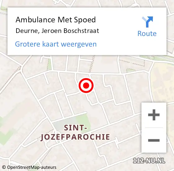 Locatie op kaart van de 112 melding: Ambulance Met Spoed Naar Deurne, Jeroen Boschstraat op 3 maart 2017 15:03