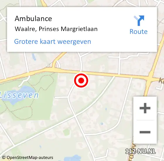 Locatie op kaart van de 112 melding: Ambulance Waalre, Prinses Margrietlaan op 3 maart 2017 15:06