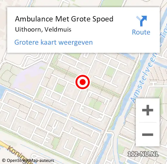 Locatie op kaart van de 112 melding: Ambulance Met Grote Spoed Naar Uithoorn, Veldmuis op 3 maart 2017 15:21