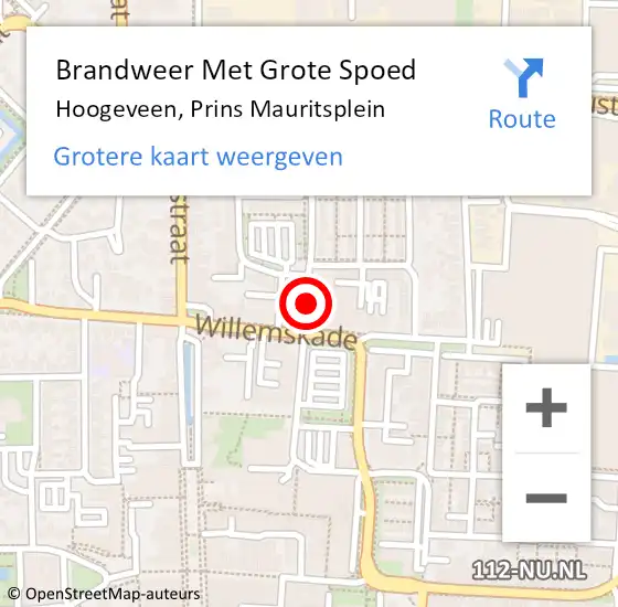 Locatie op kaart van de 112 melding: Brandweer Met Grote Spoed Naar Hoogeveen, Prins Mauritsplein op 3 maart 2017 15:45