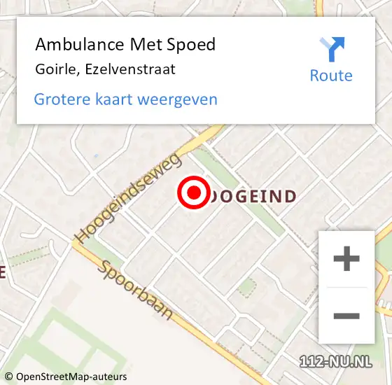 Locatie op kaart van de 112 melding: Ambulance Met Spoed Naar Goirle, Ezelvenstraat op 3 maart 2017 16:14