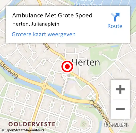 Locatie op kaart van de 112 melding: Ambulance Met Grote Spoed Naar Herten, Julianaplein op 3 maart 2017 16:23