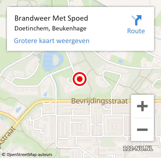 Locatie op kaart van de 112 melding: Brandweer Met Spoed Naar Doetinchem, Beukenhage op 3 maart 2017 16:43