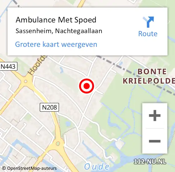 Locatie op kaart van de 112 melding: Ambulance Met Spoed Naar Sassenheim, Nachtegaallaan op 3 maart 2017 16:53