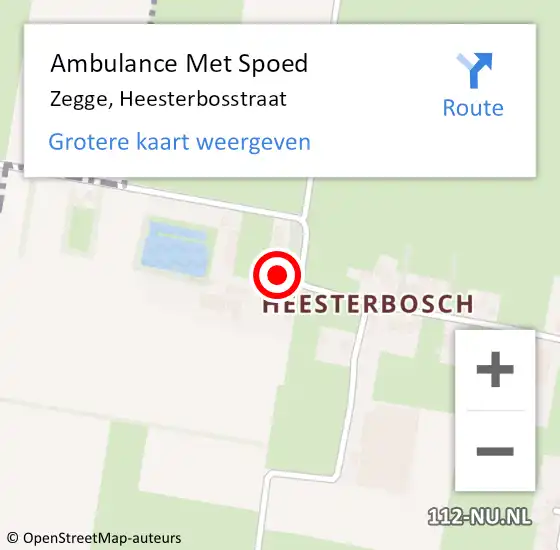 Locatie op kaart van de 112 melding: Ambulance Met Spoed Naar Zegge, Heesterbosstraat op 3 maart 2017 17:06