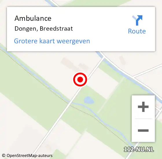 Locatie op kaart van de 112 melding: Ambulance Dongen, Breedstraat op 3 maart 2017 17:21