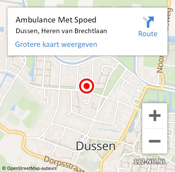 Locatie op kaart van de 112 melding: Ambulance Met Spoed Naar Dussen, Heren van Brechtlaan op 3 maart 2017 17:46