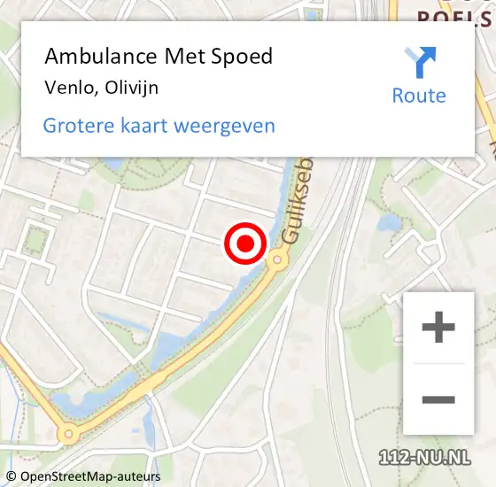 Locatie op kaart van de 112 melding: Ambulance Met Spoed Naar Venlo, Olivijn op 13 januari 2014 02:20