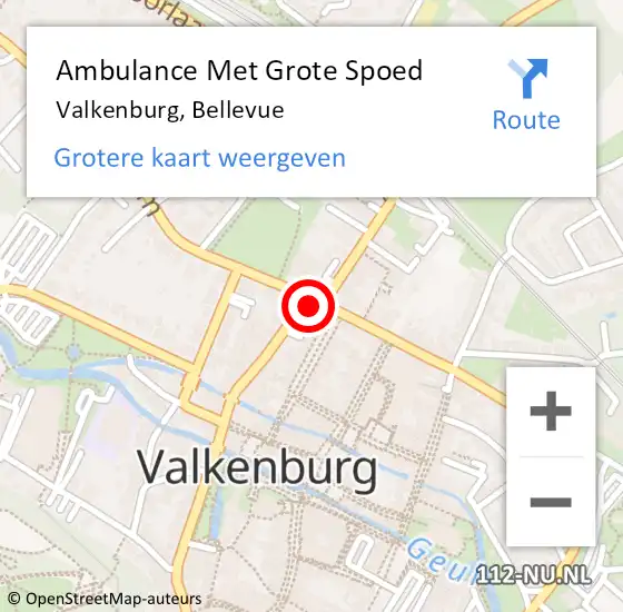 Locatie op kaart van de 112 melding: Ambulance Met Grote Spoed Naar Valkenburg, Bellevue op 13 januari 2014 02:22