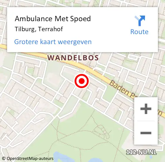 Locatie op kaart van de 112 melding: Ambulance Met Spoed Naar Tilburg, Terrahof op 3 maart 2017 18:51