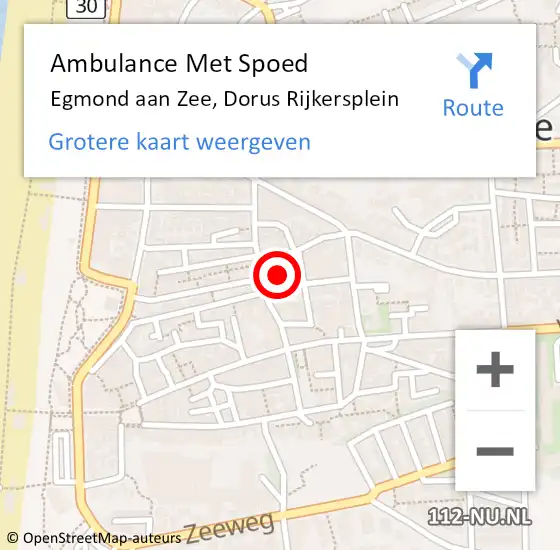 Locatie op kaart van de 112 melding: Ambulance Met Spoed Naar Egmond aan Zee, Dorus Rijkersplein op 3 maart 2017 20:34