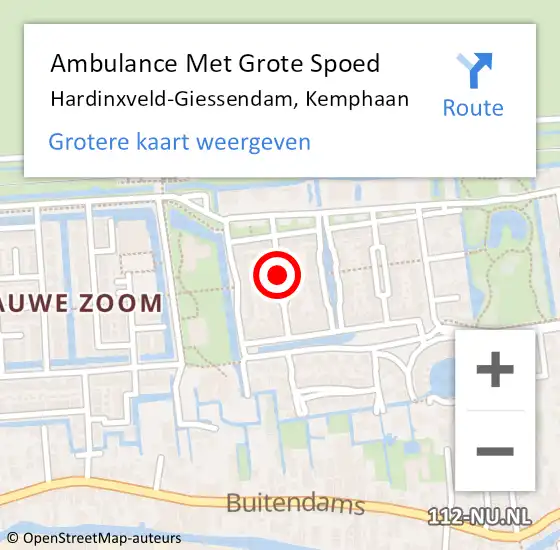 Locatie op kaart van de 112 melding: Ambulance Met Grote Spoed Naar Hardinxveld-Giessendam, Kemphaan op 3 maart 2017 20:44