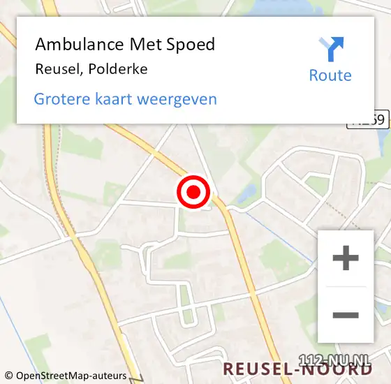 Locatie op kaart van de 112 melding: Ambulance Met Spoed Naar Reusel, Polderke op 3 maart 2017 20:47