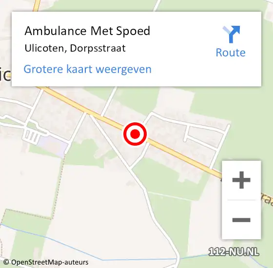 Locatie op kaart van de 112 melding: Ambulance Met Spoed Naar Ulicoten, Dorpsstraat op 3 maart 2017 21:24