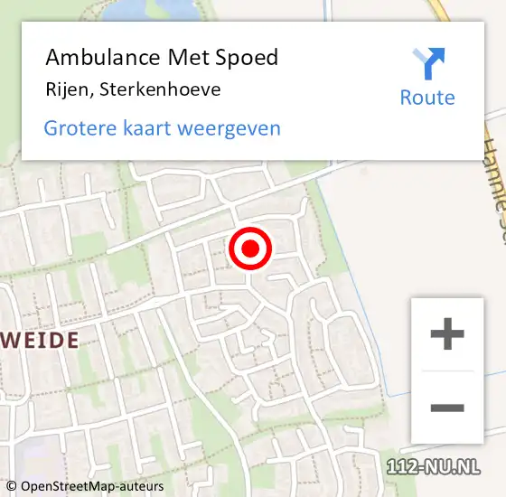 Locatie op kaart van de 112 melding: Ambulance Met Spoed Naar Rijen, Sterkenhoeve op 3 maart 2017 22:10