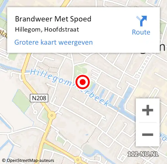 Locatie op kaart van de 112 melding: Brandweer Met Spoed Naar Hillegom, Hoofdstraat op 3 maart 2017 22:24