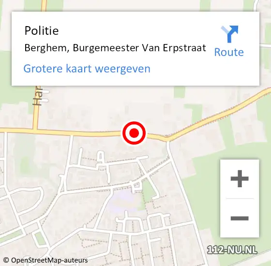 Locatie op kaart van de 112 melding: Politie Berghem, Burgemeester Van Erpstraat op 3 maart 2017 22:47