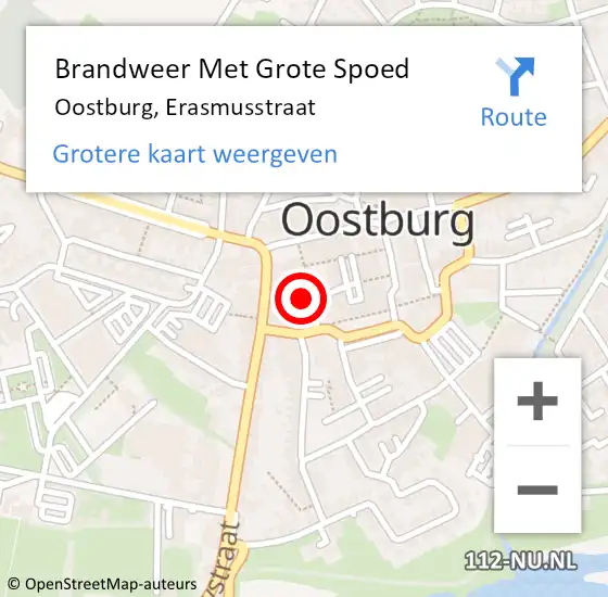 Locatie op kaart van de 112 melding: Brandweer Met Grote Spoed Naar Oostburg, Erasmusstraat op 3 maart 2017 23:08