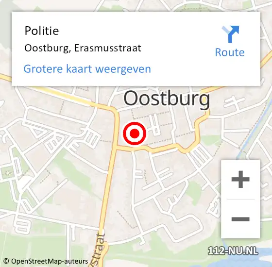 Locatie op kaart van de 112 melding: Politie Oostburg, Erasmusstraat op 3 maart 2017 23:25