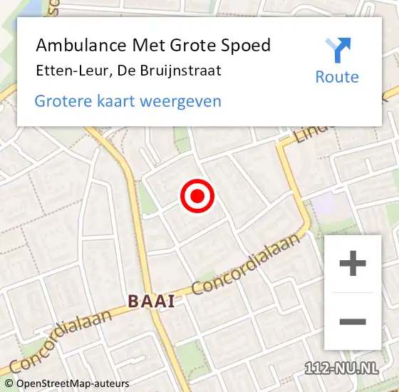 Locatie op kaart van de 112 melding: Ambulance Met Grote Spoed Naar Etten-Leur, De Bruijnstraat op 3 maart 2017 23:50