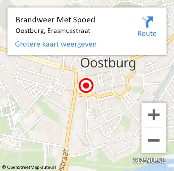 Locatie op kaart van de 112 melding: Brandweer Met Spoed Naar Oostburg, Erasmusstraat op 4 maart 2017 00:31