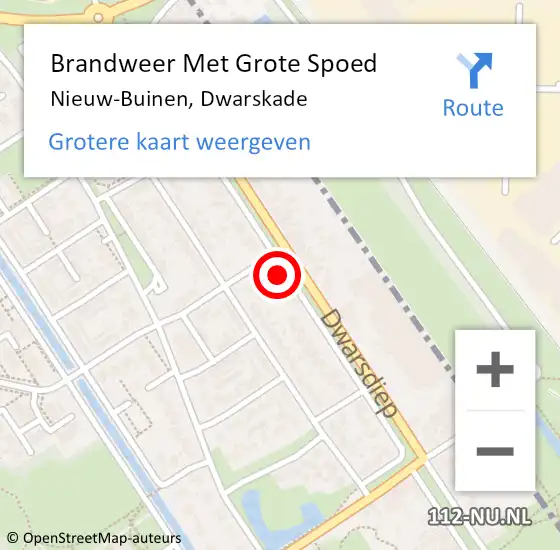 Locatie op kaart van de 112 melding: Brandweer Met Grote Spoed Naar Nieuw-Buinen, Dwarskade op 4 maart 2017 00:35