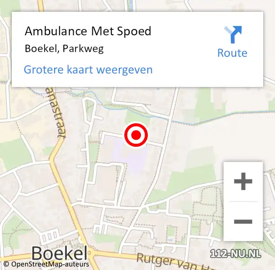 Locatie op kaart van de 112 melding: Ambulance Met Spoed Naar Boekel, Parkweg op 4 maart 2017 01:26