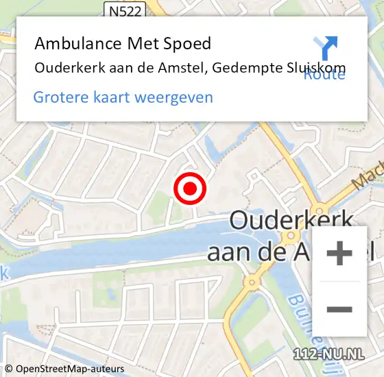 Locatie op kaart van de 112 melding: Ambulance Met Spoed Naar Ouderkerk aan de Amstel, Gedempte Sluiskom op 4 maart 2017 03:35