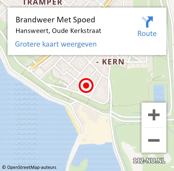 Locatie op kaart van de 112 melding: Brandweer Met Spoed Naar Hansweert, Oude Kerkstraat op 4 maart 2017 03:37