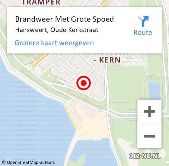 Locatie op kaart van de 112 melding: Brandweer Met Grote Spoed Naar Hansweert, Oude Kerkstraat op 4 maart 2017 03:38