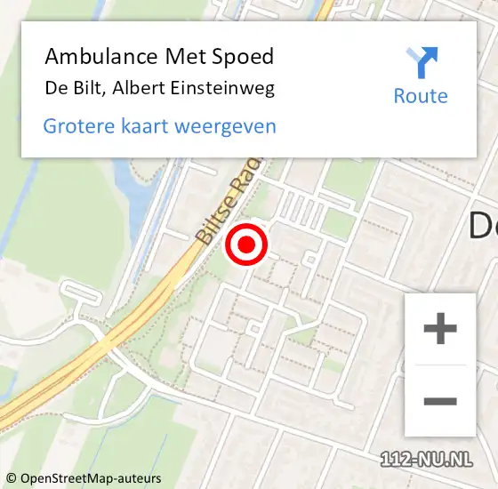 Locatie op kaart van de 112 melding: Ambulance Met Spoed Naar De Bilt, Albert Einsteinweg op 4 maart 2017 04:13