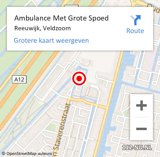 Locatie op kaart van de 112 melding: Ambulance Met Grote Spoed Naar Reeuwijk, Veldzoom op 4 maart 2017 04:17