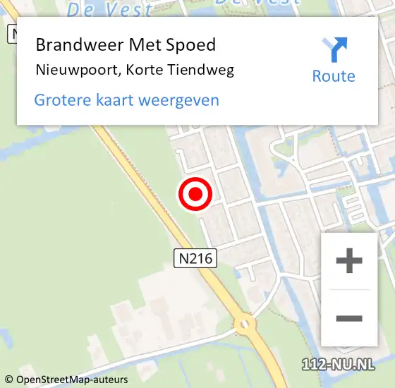 Locatie op kaart van de 112 melding: Brandweer Met Spoed Naar Nieuwpoort, Korte Tiendweg op 4 maart 2017 06:11