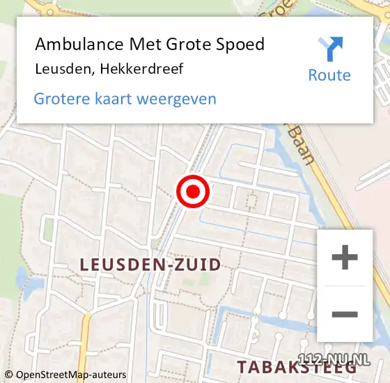 Locatie op kaart van de 112 melding: Ambulance Met Grote Spoed Naar Leusden, Hekkerdreef op 4 maart 2017 08:35