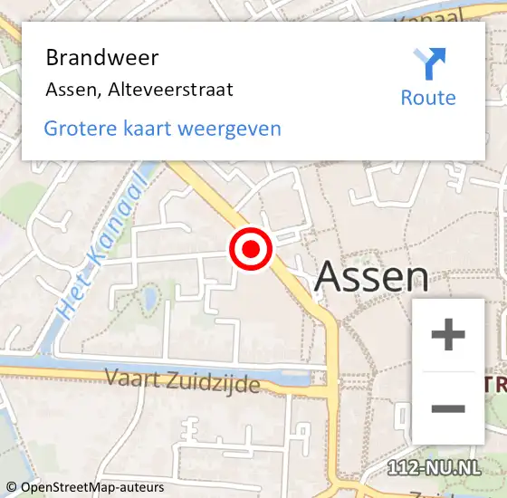 Locatie op kaart van de 112 melding: Brandweer Assen, Alteveerstraat op 4 maart 2017 09:12