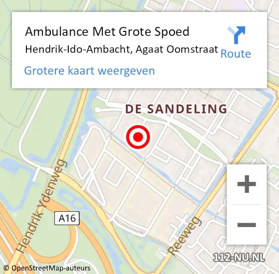 Locatie op kaart van de 112 melding: Ambulance Met Grote Spoed Naar Hendrik-Ido-Ambacht, Agaat Oomstraat op 4 maart 2017 10:16