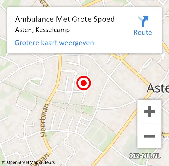 Locatie op kaart van de 112 melding: Ambulance Met Grote Spoed Naar Asten, Kesselcamp op 4 maart 2017 10:30