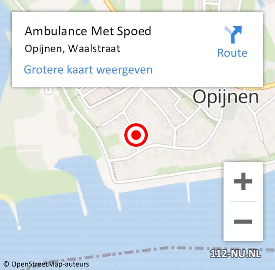 Locatie op kaart van de 112 melding: Ambulance Met Spoed Naar Opijnen, Waalstraat op 4 maart 2017 10:33