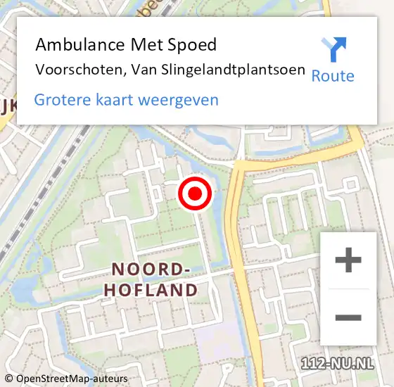 Locatie op kaart van de 112 melding: Ambulance Met Spoed Naar Voorschoten, Van Slingelandtplantsoen op 4 maart 2017 10:39