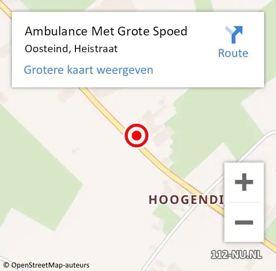 Locatie op kaart van de 112 melding: Ambulance Met Grote Spoed Naar Oosteind, Heistraat op 4 maart 2017 10:43