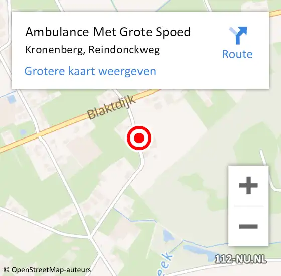 Locatie op kaart van de 112 melding: Ambulance Met Grote Spoed Naar Kronenberg, Reindonckweg op 13 januari 2014 06:42