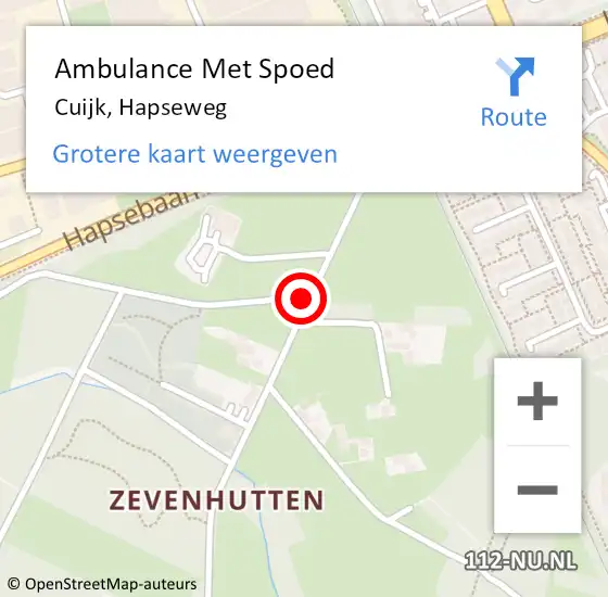 Locatie op kaart van de 112 melding: Ambulance Met Spoed Naar Cuijk, Hapseweg op 4 maart 2017 11:23